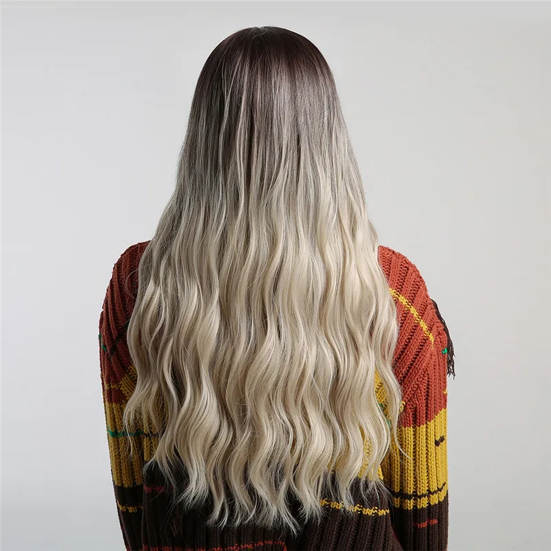 lc202-2 Inhair Cube женский парик темно-коричневый корень Омбре Красный Длинные волнистые термостойкие синтетические волосы парики для женщин использование и косплей бесплатные подарки - Цвет: lc202-2