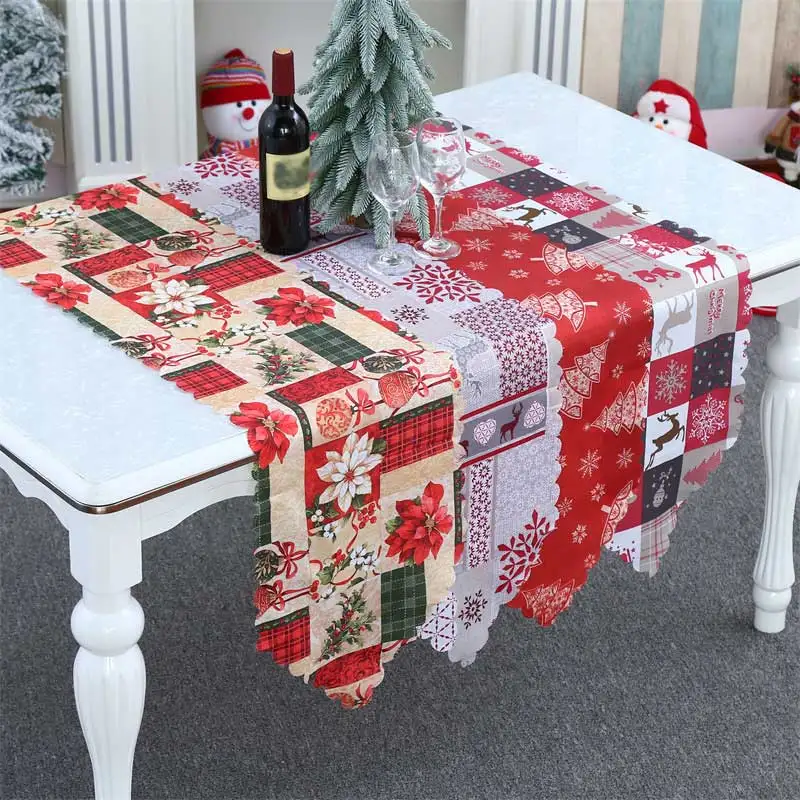 

35*180cm Christmas Table Runner Banquet Holiday Party Home Decoration Tablecloth Christmas Ornament 2021 New New Year's Gift
