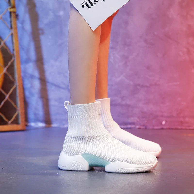 Высокая Женская обувь Спортивная Женские носки Кроссовки кроссовки для бега
