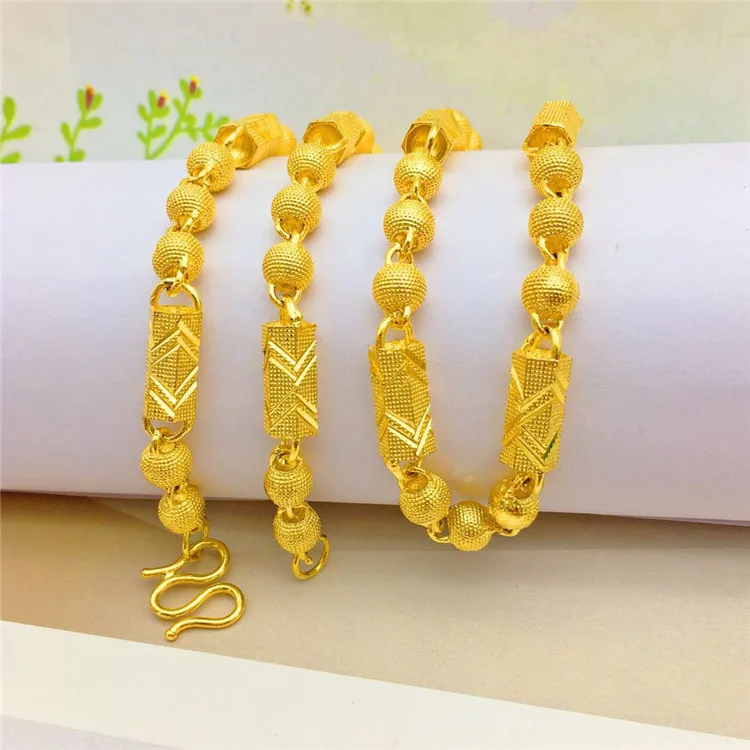 

FASHION LUXURY GOLD 14K NECKLACE HEXAGON SHAPE BEAD NECKLACE FOR MEN'S ORNAMENT CHAIN NECKLACE 14K YELLOW GOLD JEWELRY NO FADE