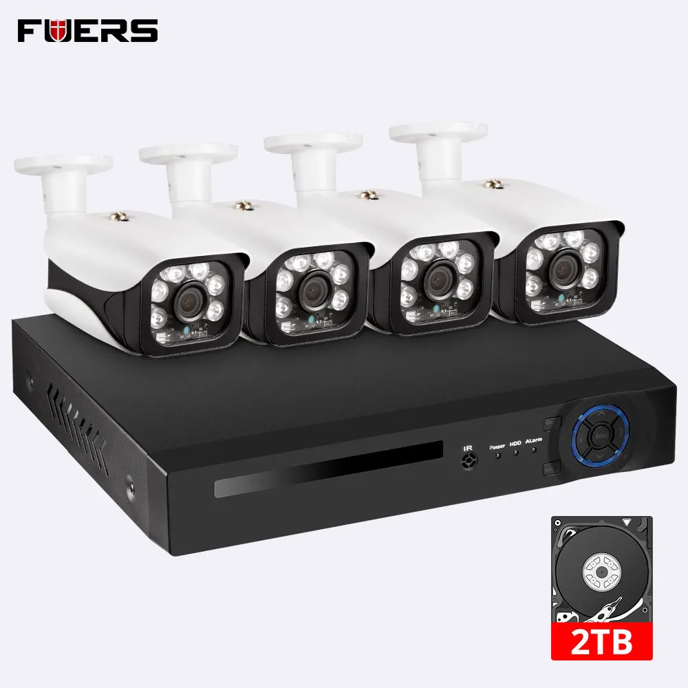 FUERS 8CH P2P распознавание лица POE NVR IP видео Регистратор поддерживает H.265 Onvif 5.0MP Смарт видео анализ камеры NVR системы - Цвет: 2T