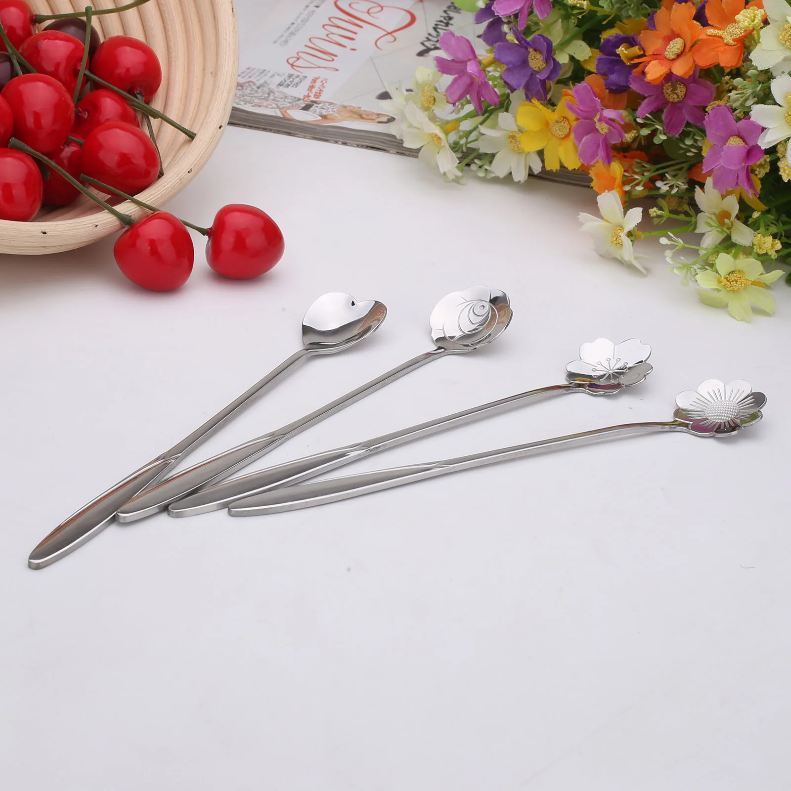 4 шт. набор из нержавеющей стали для любителей вишни мерные ложки чая кофе молока