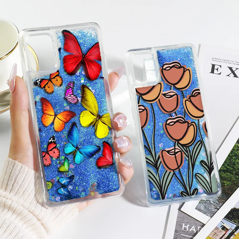 

Capa For Samsung A12 Case Samsung A51 A32 A50 A21S A31 A20e A02 A40 A41 A42 A30S A52 A71 A72 A70 M31 M51 Glitter Quicksand Cover