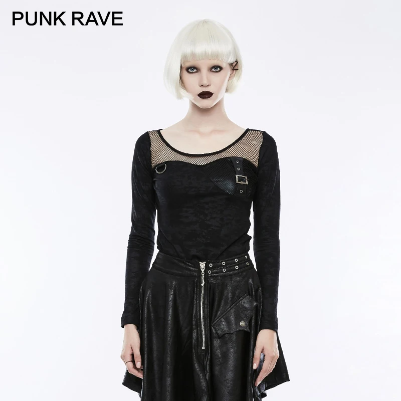 Женский укороченный топ в стиле панк рейв с длинным рукавом|punk rock clothes|rock clothescrop top
