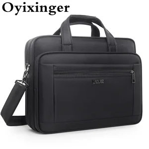 oyixinger super large capacity men briefcase waterproof oxford shoulder bag for 15 17 19 inch macbook air pro business briefcase free global shipping