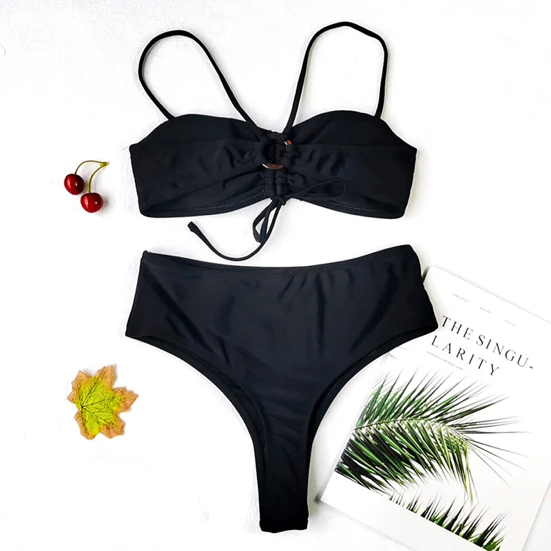 

Rivertrip Sexy Swimwear Women Bikini High Waist Swimsuits Women's Bathing Suits Push Up Drawstring Biquini 2021 Summer Beachwear