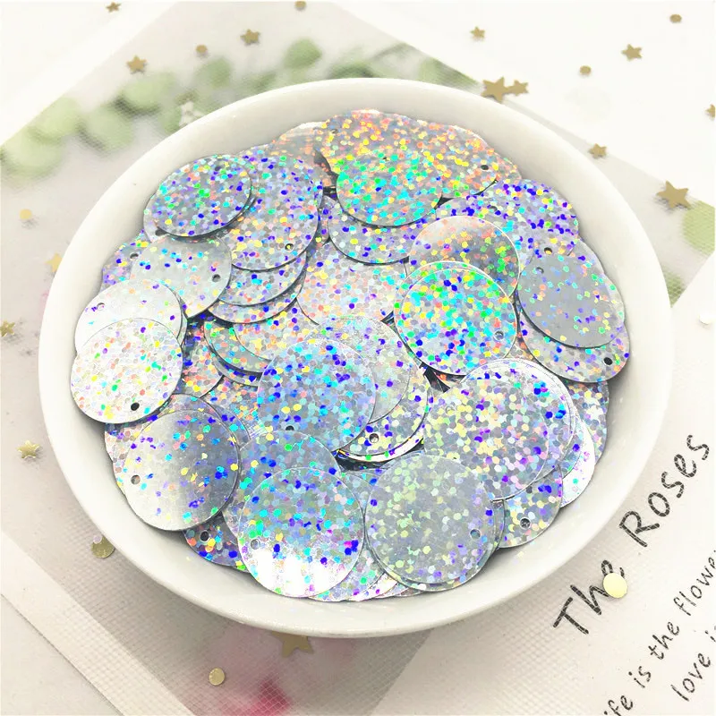 Блестки 20 мм плоские круглые края отверстия свободные блестки ПВХ пайетками для