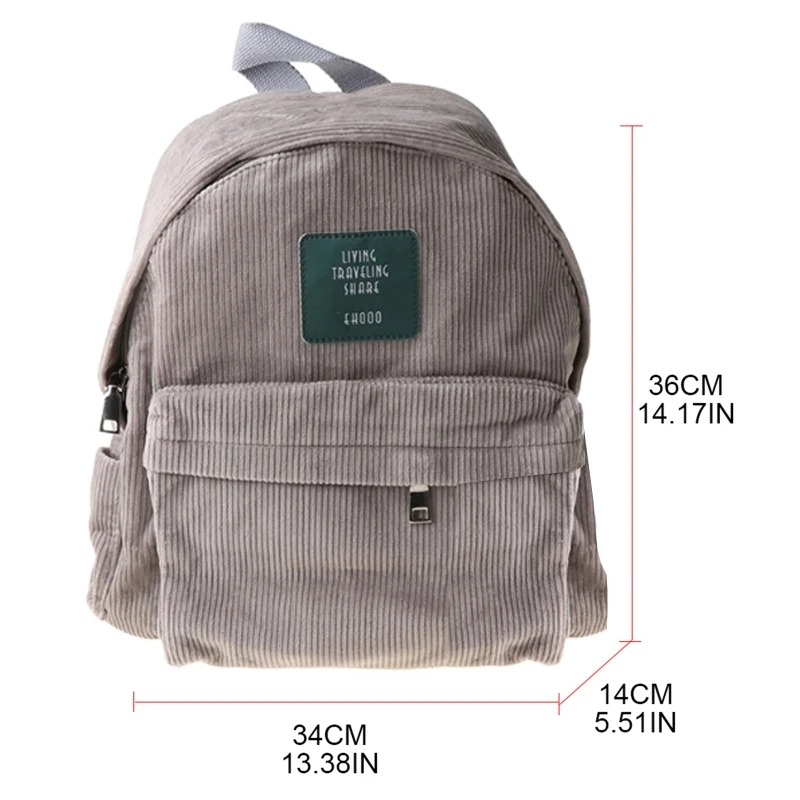 

Women Solid Color Corduroy Backpack Small Daypack Casual Shoulders Bag Schoolbag Handbag