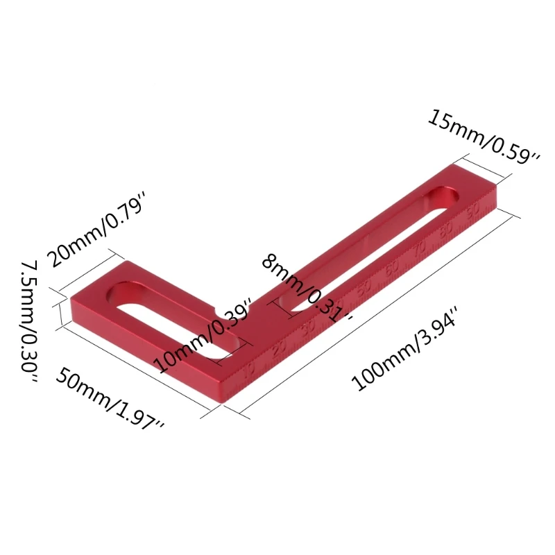 

100mm Aluminium Alloy Right Angle Precision Measuring Ruler Mini Clamping Square