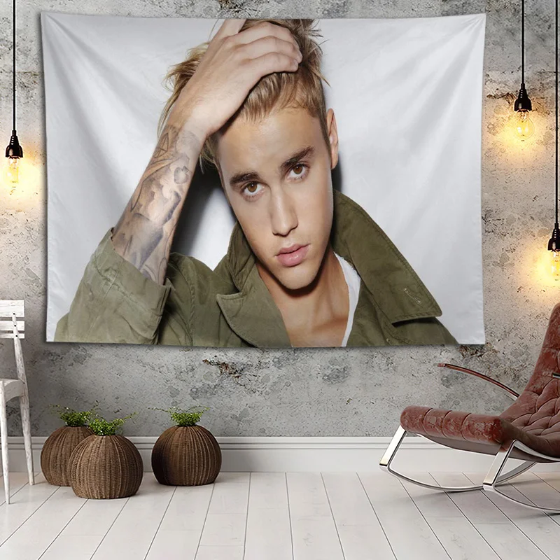 

Hot Sale Custom High Quality Justin Bieber Wall Hanging HD Landscape 3D Printing Digital Printing Home Decoration Tapestry