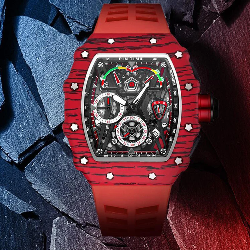 

Wine barrel sports watch men's hip-hop watch military men's watch top brand luxury waterproof six-pin three-eye multi-function