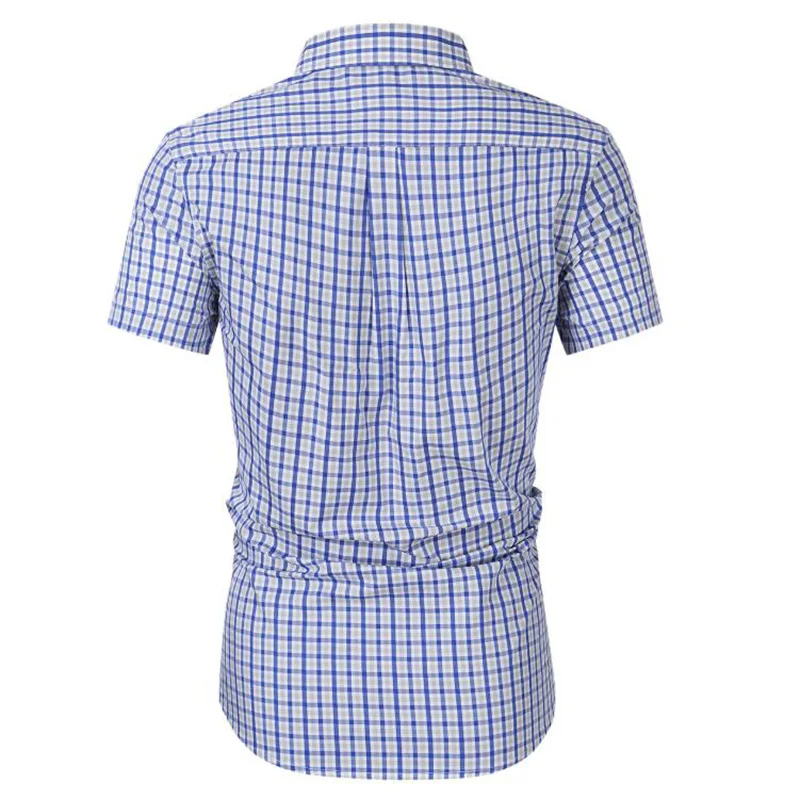 

Summer Short-sleeve Mens Shirt New Men Fashion Clothing Plus Size Plaid Shirts Cotton Summer Boys Turn-down Collar