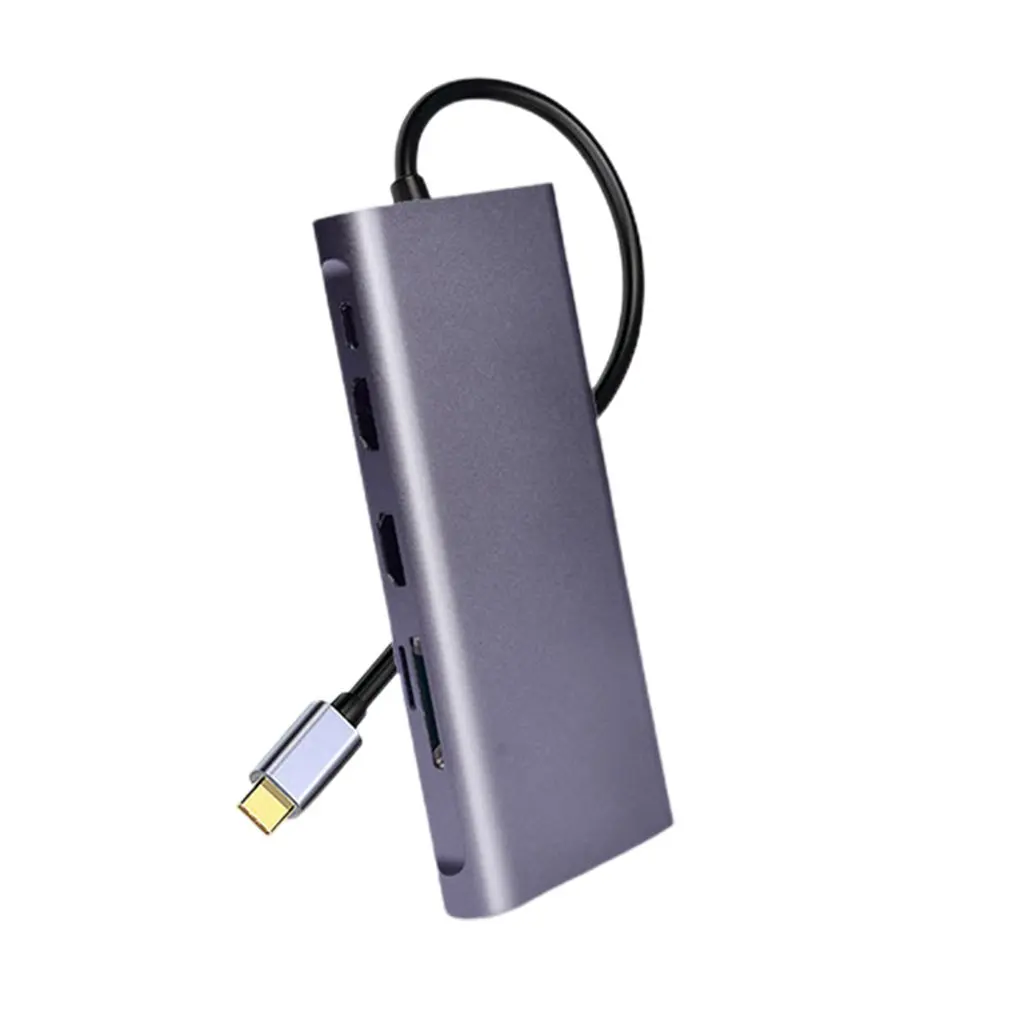 Тип C для двойной Hdmi Vga Tf карты 4 портовый usb хаб Eleven In One серый Зарядка 4k передача