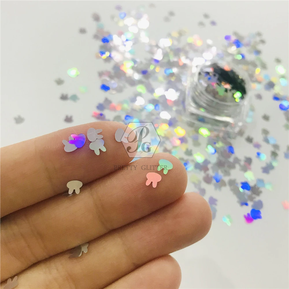 

PrettyG 10-200g Rabbit Shape Holographic Glitter Sequins for Resin DIY Making Art Craft Nail Makeup Decoration Accessories LB100