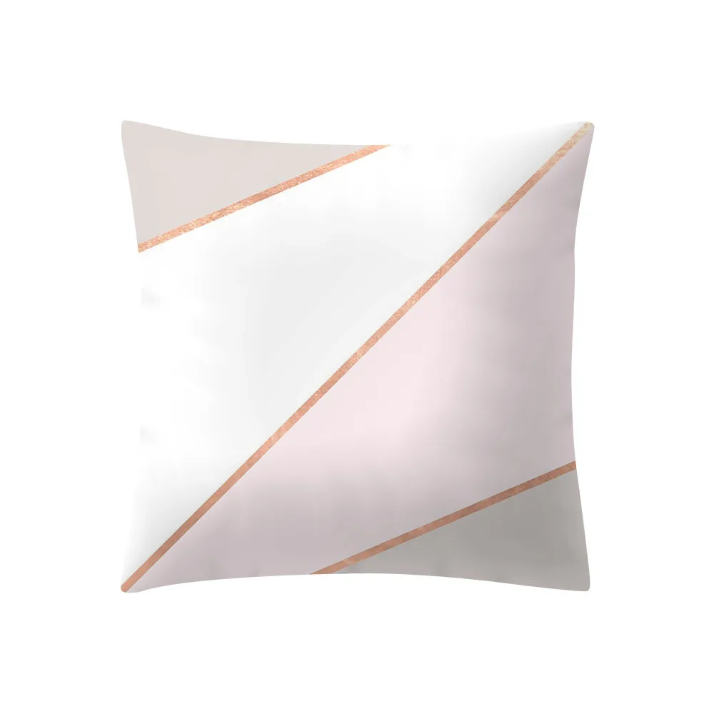 

Rose Gold Pink Cushion Cover Square Pillowcase Home Decoration Geometric Pattern Shiny Pillow Covers Throw Pillows