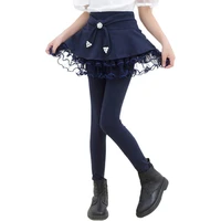 girls pantskirt fake two pieces solid color high waist skinny leggings with skirt for dance