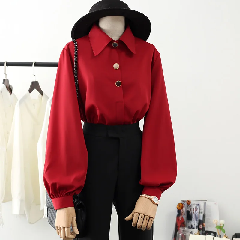 

Женская шифоновая блузка, элегантный пуловер с пышными рукавами, модель BW50XF, 2021