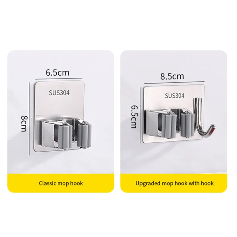 

Broom Hanger Storage Rack Organizer Clips Clamping Seamless Mop Hooks Bathroom Tools Suction Hanging Pipe Hooks Household Tools