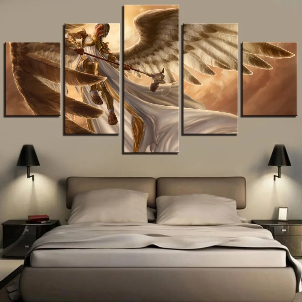 5 шт. картины на холсте с изображением крыльев воина | Дом и сад