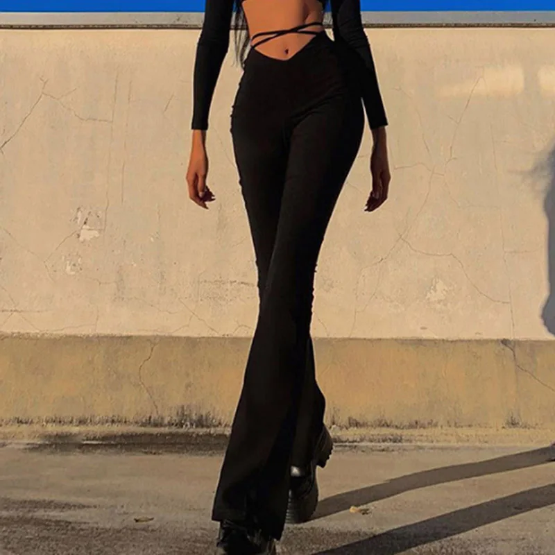 Женские пикантные облегающие леггинсы с высокой талией черные брюки со