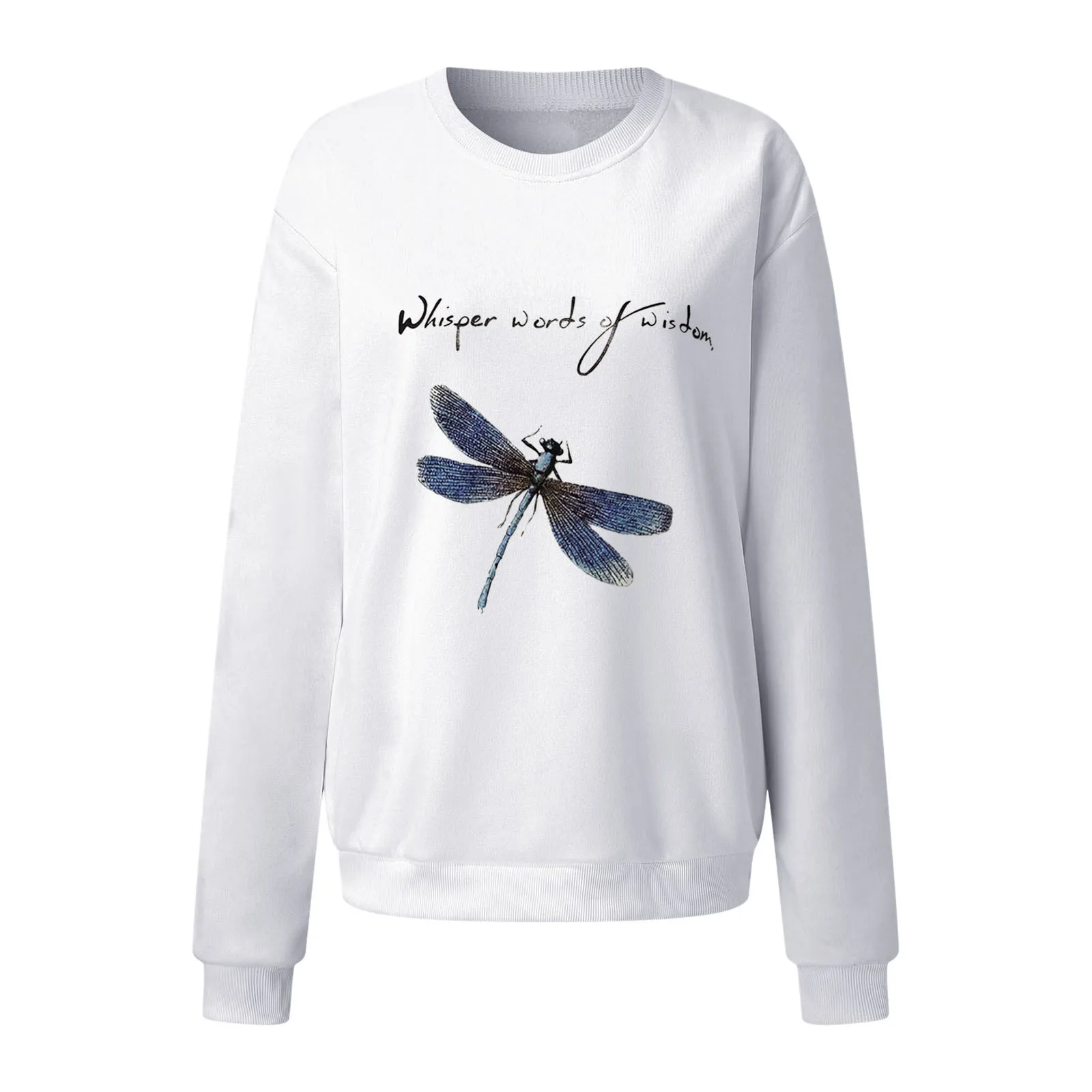 

Women Oversized O-neck Long Sleeve Vintage Pullovers Female Casual Autumn Winter Woman Clothes Sweatshirt Dragonfly Letter Print