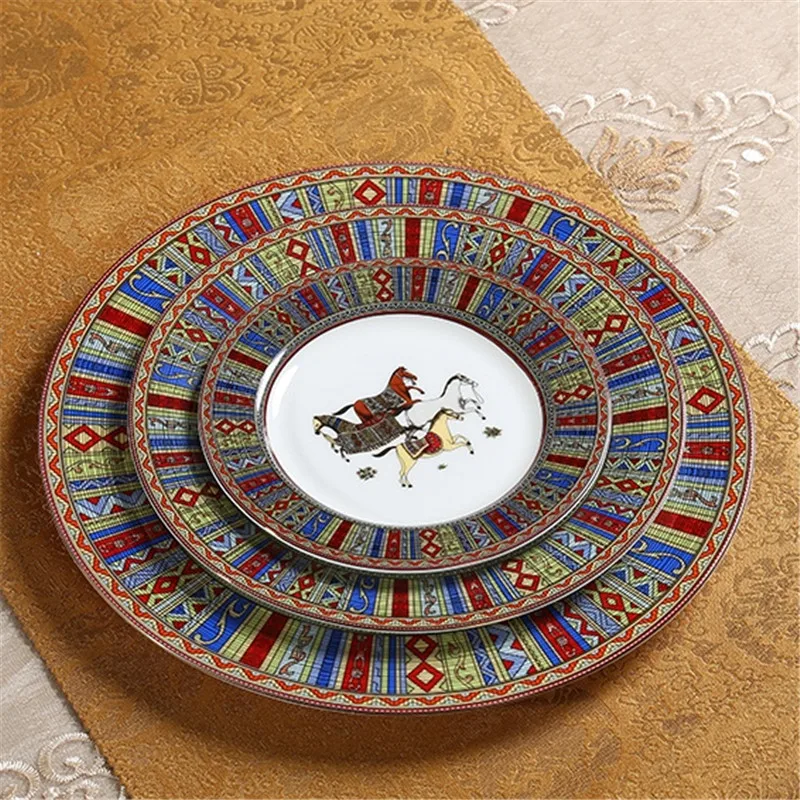 

Ceramics Dinner Plate Steak Plate Breakfast Container Snacks Dish Gift Box Wedding Gift 10/8 Inches Kitchen Utensils Fruit Plate