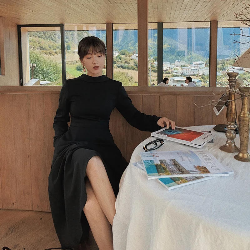 Корейское зимнее платье 2019 женская обувь Модные Винтажные напротив одежда