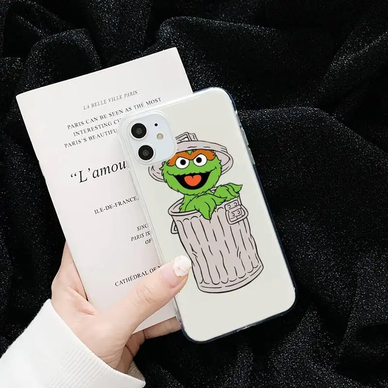 

Ins Sesame Street Cookie cartoon Phone Case Transparent for iPhone 6 7 8 11 12 s mini pro X XS XR MAX Plus cover funda shell