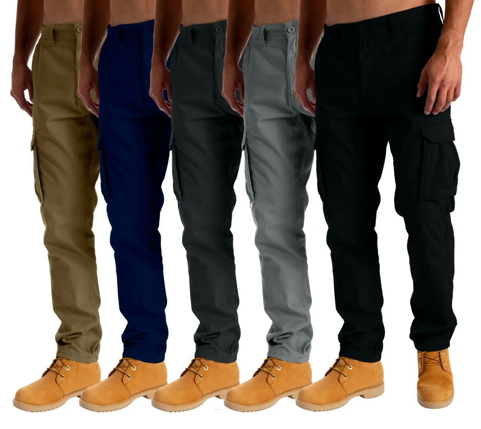 

Mens Cargo Combat Work Trousers Chino Cotton Pant Work wear Jeans size 32-44