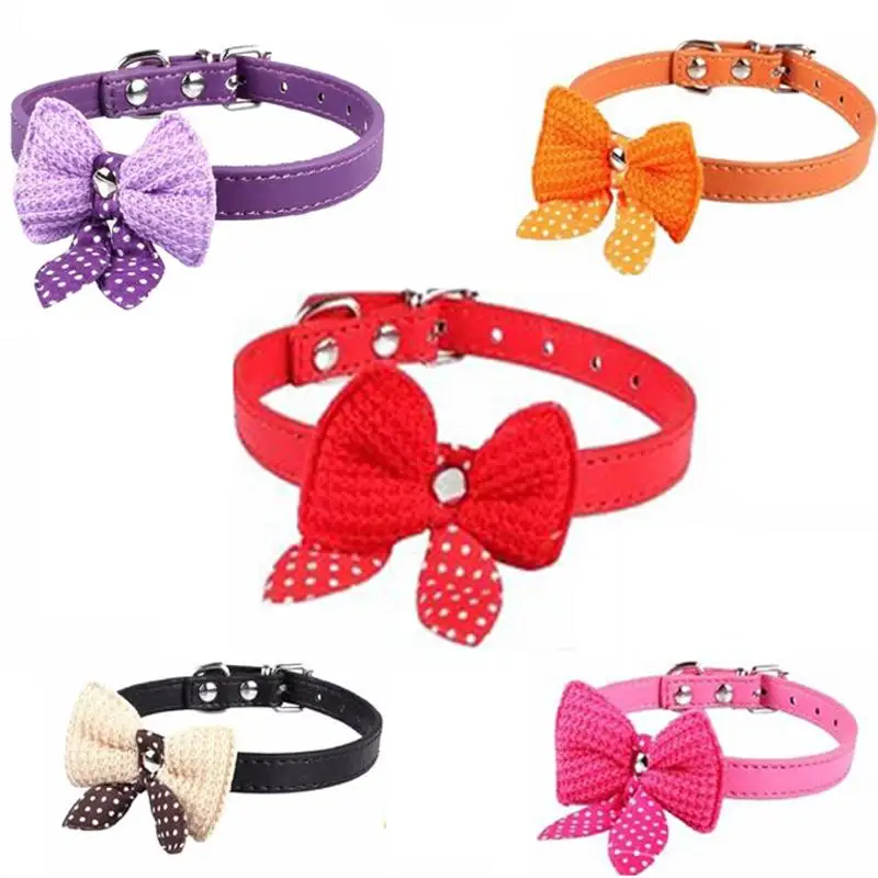 Ошейник для кошек и щенков с милым бантом ошейник собак из искусственной кожи