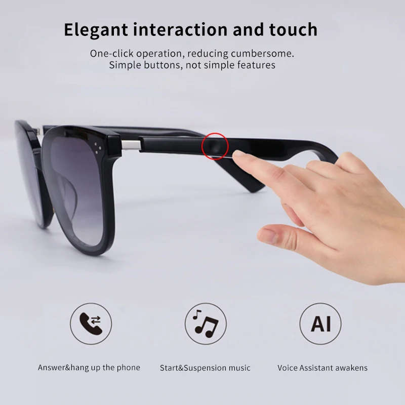 

Wireless Open Ear Smart Sunglasses,IP67 Waterproof BT5.0 Audio Glasses for Men and Women,Smart Sunlasses for Android for IOS