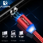 Магнитный кабель FLOVEME Micro USB, для iPhone, Samsung, быстрая зарядка, кабель USB Type-C, магнитный кабель мобильный телефон, 1 м