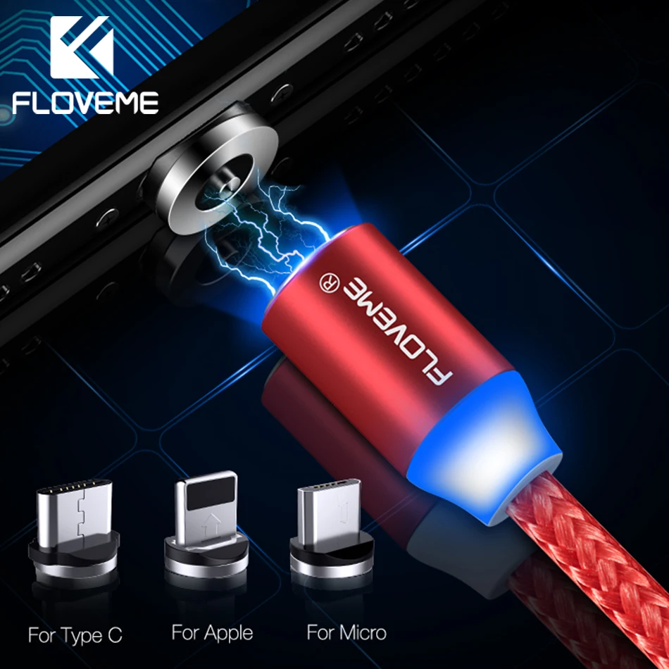 Магнитный кабель Micro USB FLOVEME для iPhone Samsung быстрая зарядка Type C магнитный мобильный