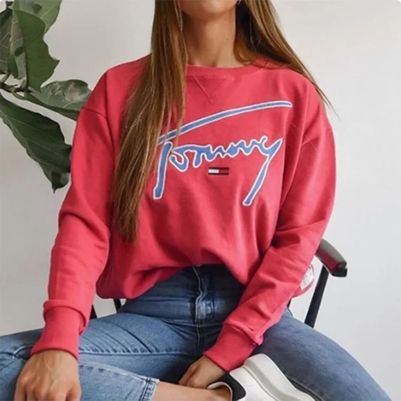 

Vintage Letter Print Pullover Streetwear Hoodies Long Sleeve Loose Autumn Casual Woman Sweatshirt 2021 New Fashion Harajuku Tops