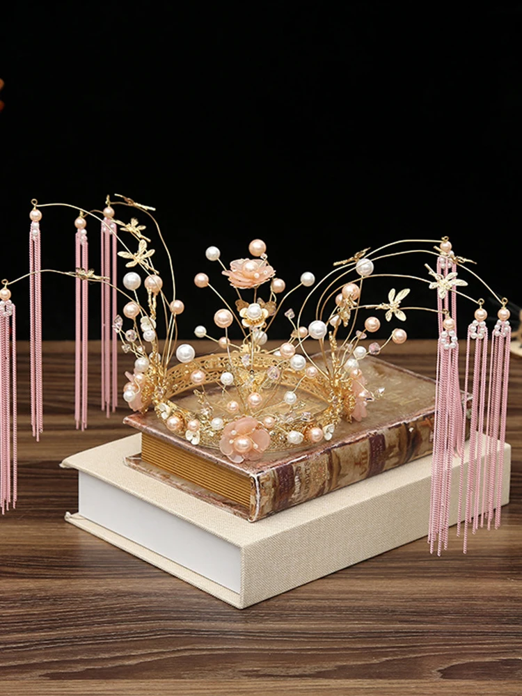 NiuShuya элегантные китайские Розовые Свадебные украшения головной убор старинная