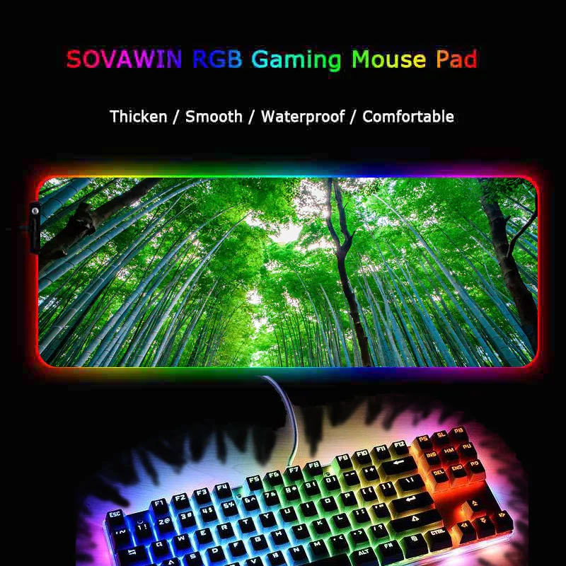 Bamboo Forest RGB Mouse Pad Large Gamer Led Computer Mousepad with Backlight Carpet for Keyboard Desk Mat Mause | Компьютеры и офис