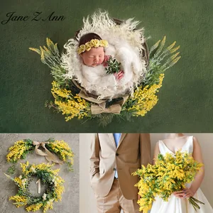 Мори, золотой бархатный венок, дверные веточки, имитация свадебного украшения, реквизит для фотосъемки новорожденных