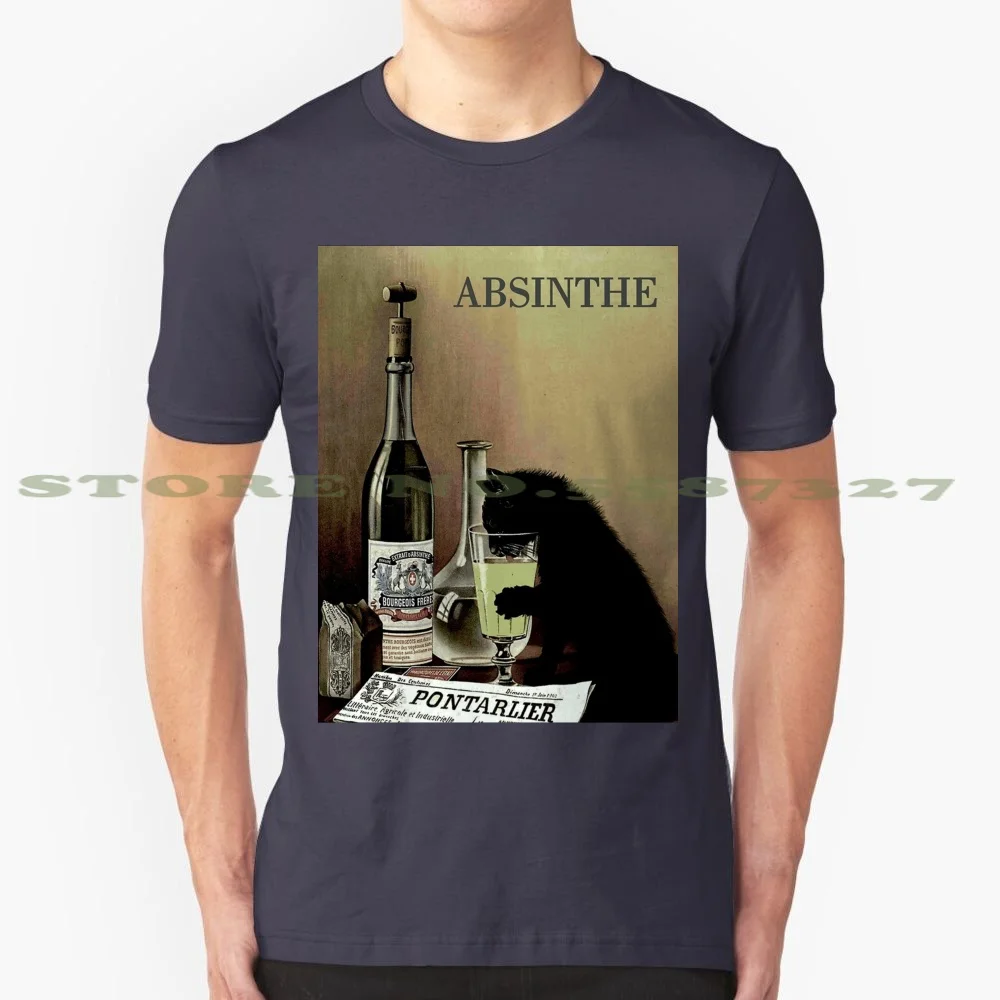 Absinthe ликер, апертив, абстрактный принт, черно-белая футболка для мужчин и женщин, Absinthe Pontarlier, ликер, напитки, алкоголь