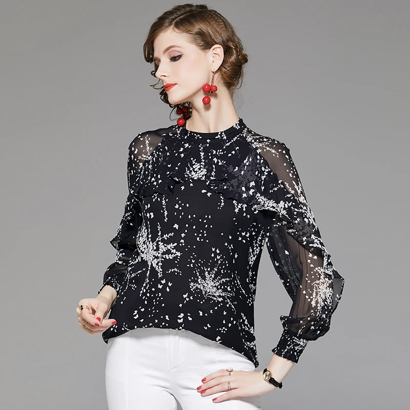 Женские топы из натурального шелка 100% блузки элегантная свободная офисная