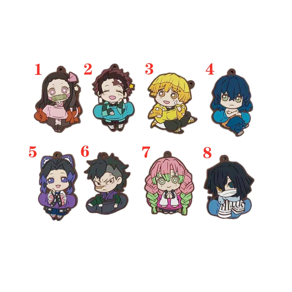 

Anime Demon Slayer Kimetsu no Yaiba rubber Keychain Key Ring Race Straps cosplay