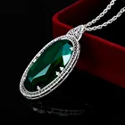 Женский винтажный кулон из серебра 925 пробы, широкий, большой, с изумрудом, с драгоценным камнем, роскошное, средневековое, готическое, вечернее, женское ювелирное изделие