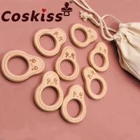 coskiss food grade avocado beech wooden teethers baby teether for kids childrens toys diy making wooden rings teething toys