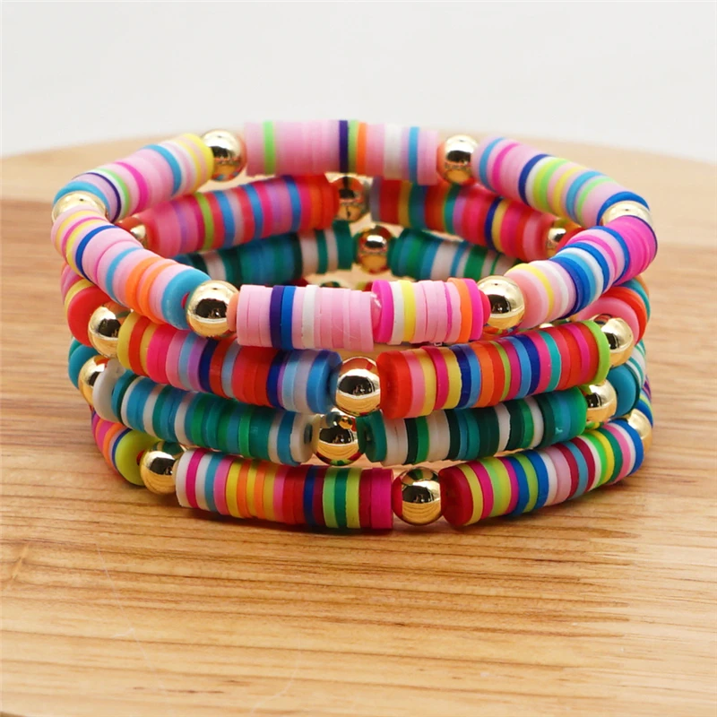 

YEYULIN Boho Polymer Clay Disc Beads Stretch Bracelet 2019 New Fashion Multicolored Vinyl Record Beads Mixed Surf Jewelry Gift