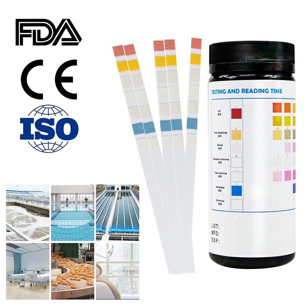 Тест полоска для аквариума 7 в 1 тест кислотности и щелочности PH KH GH нитрата