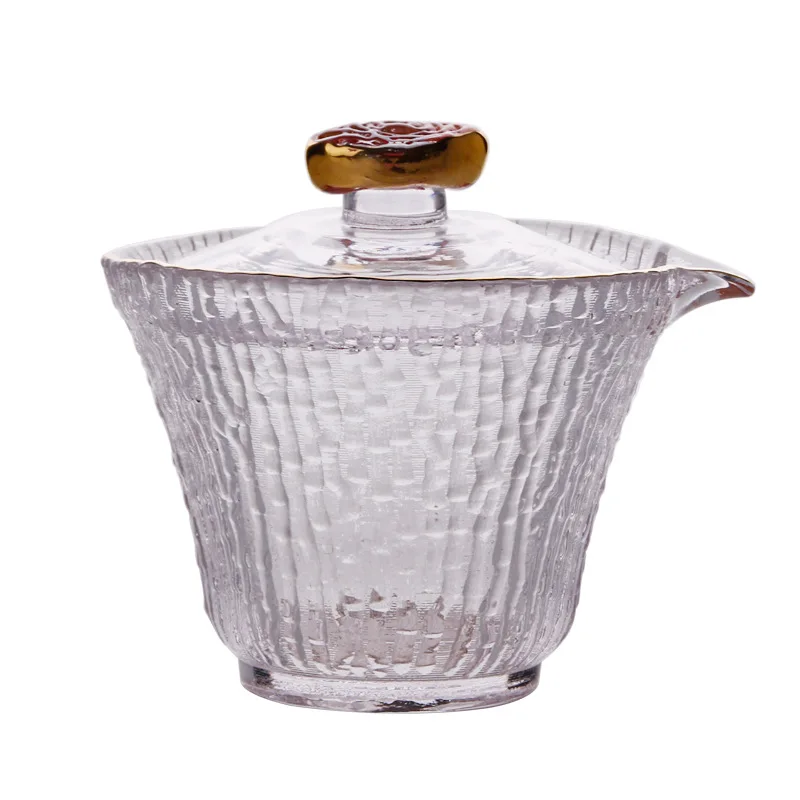 

Glass tea cup handmade tree pattern tea cup hammer pattern male cup tea divider Kung Fu tea tea bowl Phnom Penh lid bowl