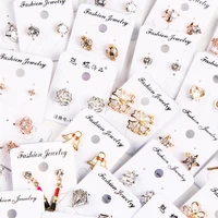 fashion 30pairslot cute crystal mixed dangle drop earrings for women best gift party jewelry earrings