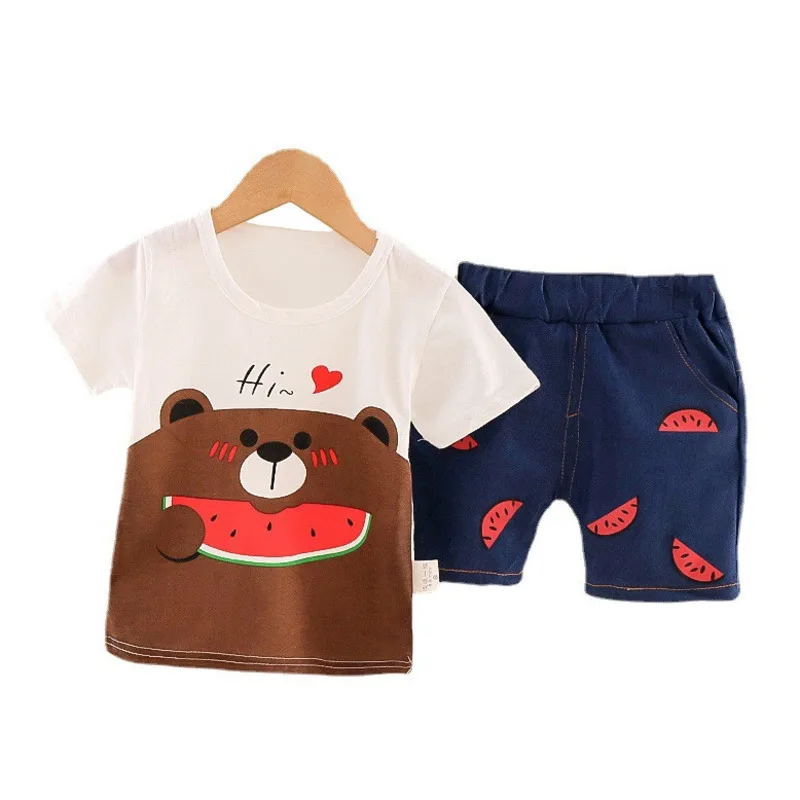 

New Summer Children Boys Cartoon Clothes Baby Girls Cotton T Shirt Shorts 2Pcs/sets Kid Infant Clothing Toddler Casual Tracksuit