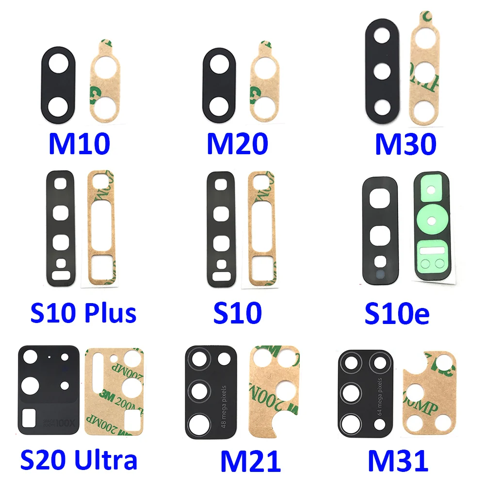 

20Pcs Back Rear Camera Glass Lens For Samsung Galaxy M10 M20 M30 M21 M31 M31s S10 5G S10e S10 S20 fe Plus Ultra With Adhesive