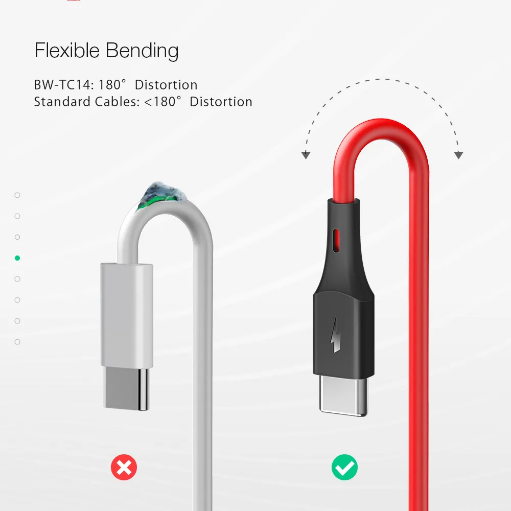 BlitzWolf 3A USB Type C кабель передачи данных для быстрой зарядки 3 фута/0 9 м