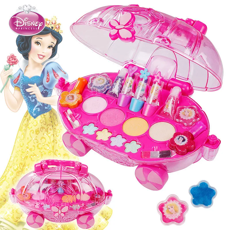 High-End Disney Frozen Elsa Snow White Makeup Car Set Fashion Toys Girls Water Soluble Beauty Pretend Play For Kid Birthday Gift